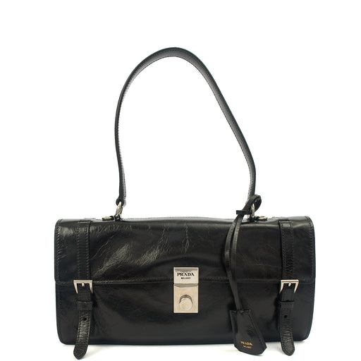 Picture of Prada Top Handle Saffiano Soft in Black, Patent Leather