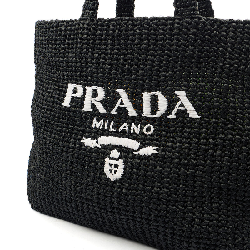 Picture of Prada Tote Raffia Summer Tote in Black, Fabric
