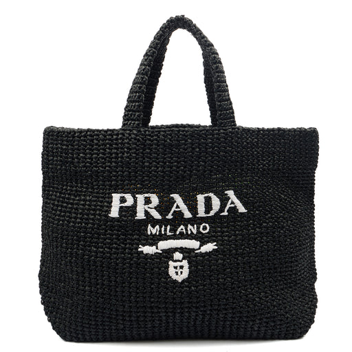 Picture of Prada Tote Raffia Summer Tote in Black, Fabric