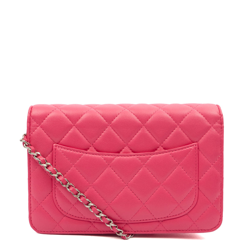 Chanel Cross Body Wallet on Chain in Pink, Lambskin Leather