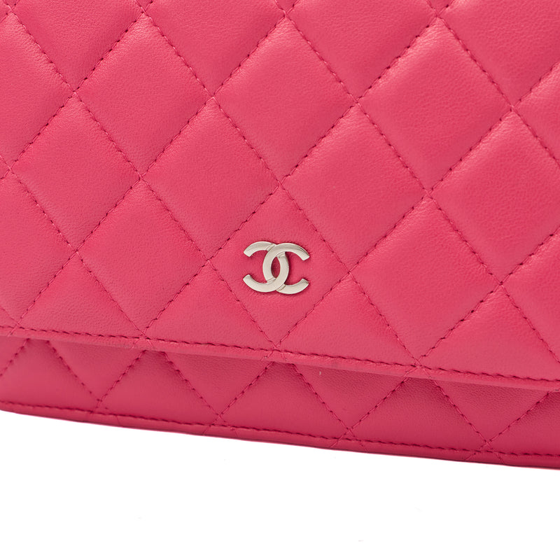 Chanel Cross Body Wallet on Chain in Pink, Lambskin Leather