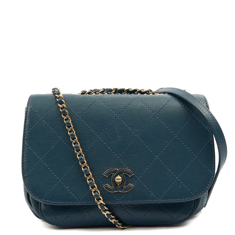 Picture of Chanel Shoulder Bag Flap Bag in Blue, Calfskin Leather