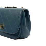 Picture of Chanel Shoulder Bag Flap Bag in Blue, Calfskin Leather