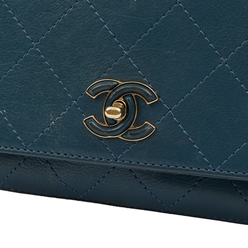 Picture of Chanel Shoulder Bag Flap Bag in Blue, Calfskin Leather
