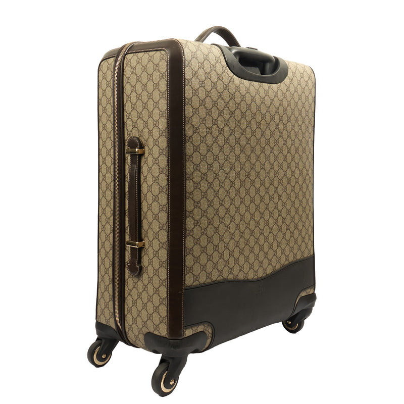 Picture of Gucci Wheeled Savoy Suitcase in Neutral, Leather