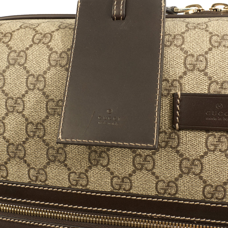 Picture of Gucci Wheeled Savoy Suitcase in Neutral, Leather