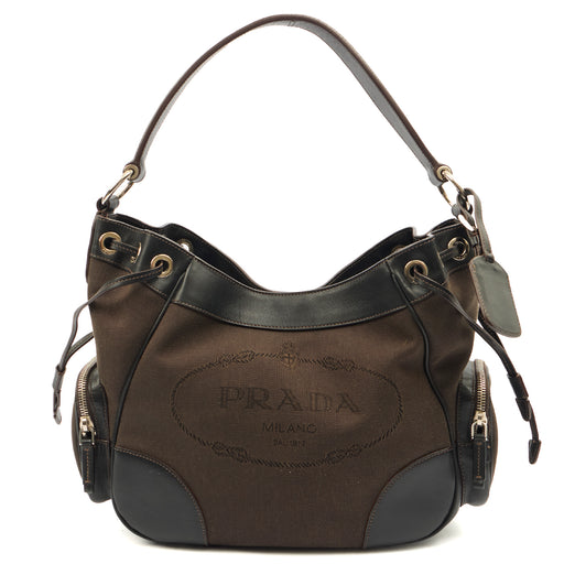 Picture of Prada Tote Canapa Logo Shoulder Bag in Brown, Canvas