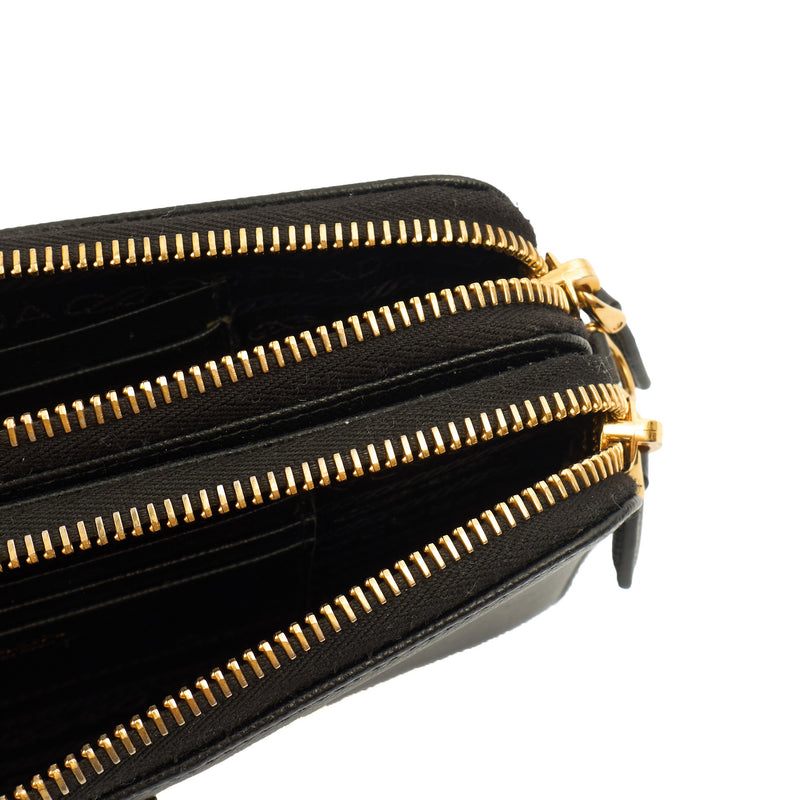 Picture of Prada Cross Body Dual zip  in Black, Saffiano Leather