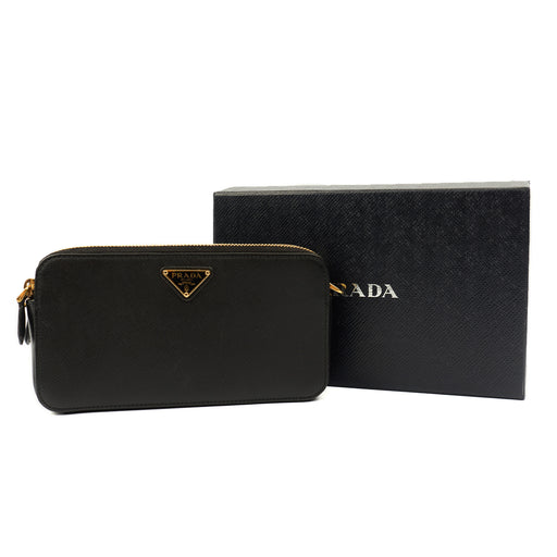 Picture of Prada Cross Body Dual zip  in Black, Saffiano Leather