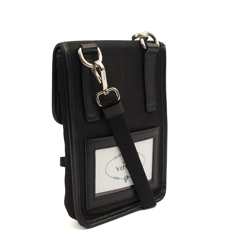 Picture of Prada Cross Body Plaque Logo Leather Mini Bag in Black, Nylon