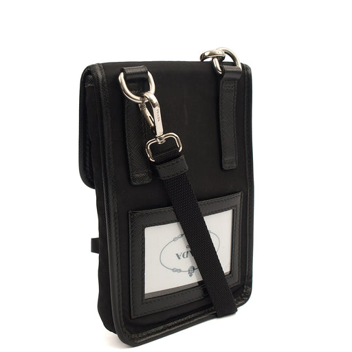 Picture of Prada Cross Body Plaque Logo Leather Mini Bag in Black, Nylon