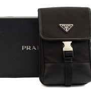 Picture of Prada Cross Body Plaque Logo Leather Mini Bag in Black, Nylon