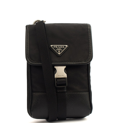 Picture of Prada Cross Body Plaque Logo Leather Mini Bag in Black, Nylon