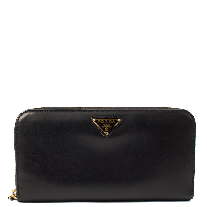 Picture of Prada Purse Zip Around Wallet in Black, Leather