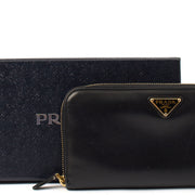 Picture of Prada Purse Zip Around Wallet in Black, Leather