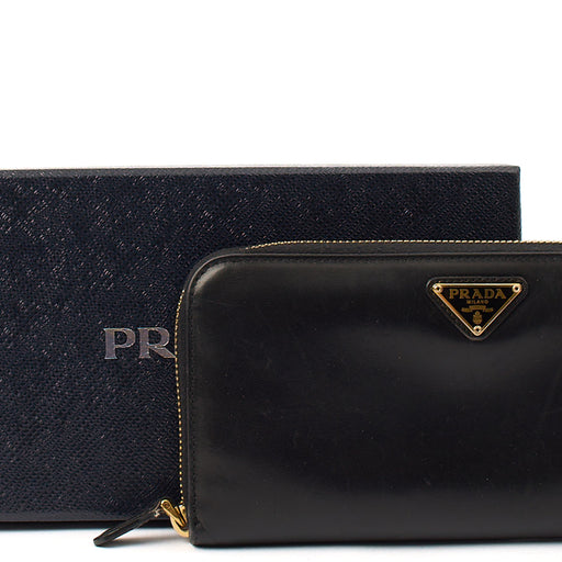 Picture of Prada Purse Zip Around Wallet in Black, Leather