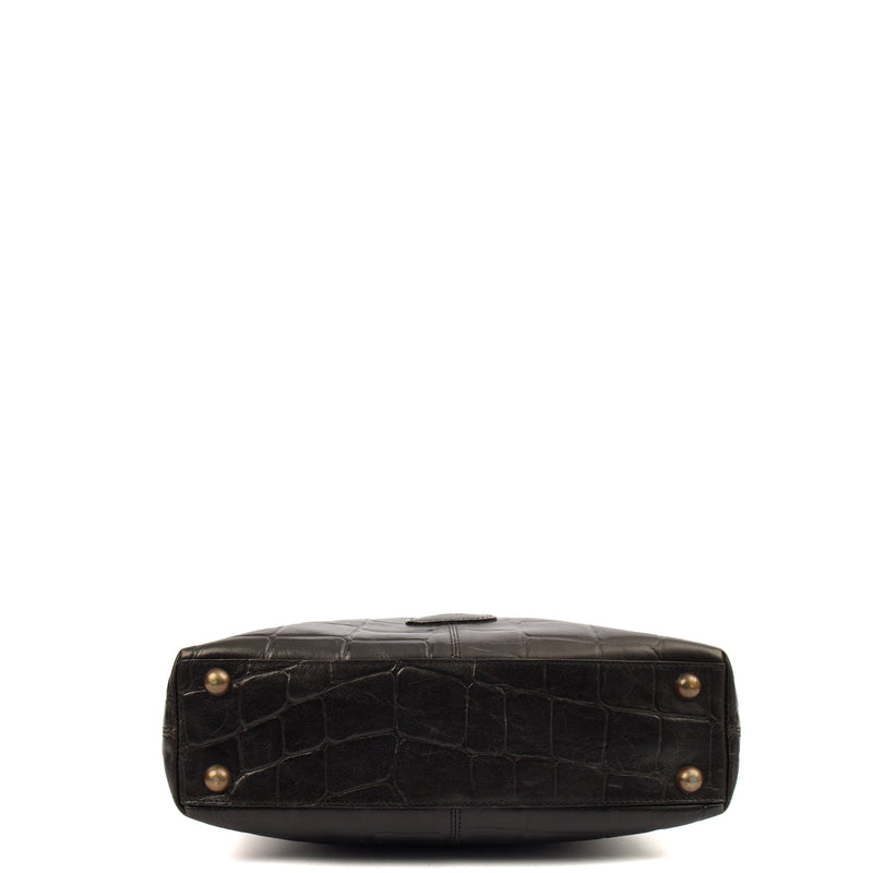 Picture of Mulberry Tote Vintage Shoulder Bag in Black, Exotic Effect Leather