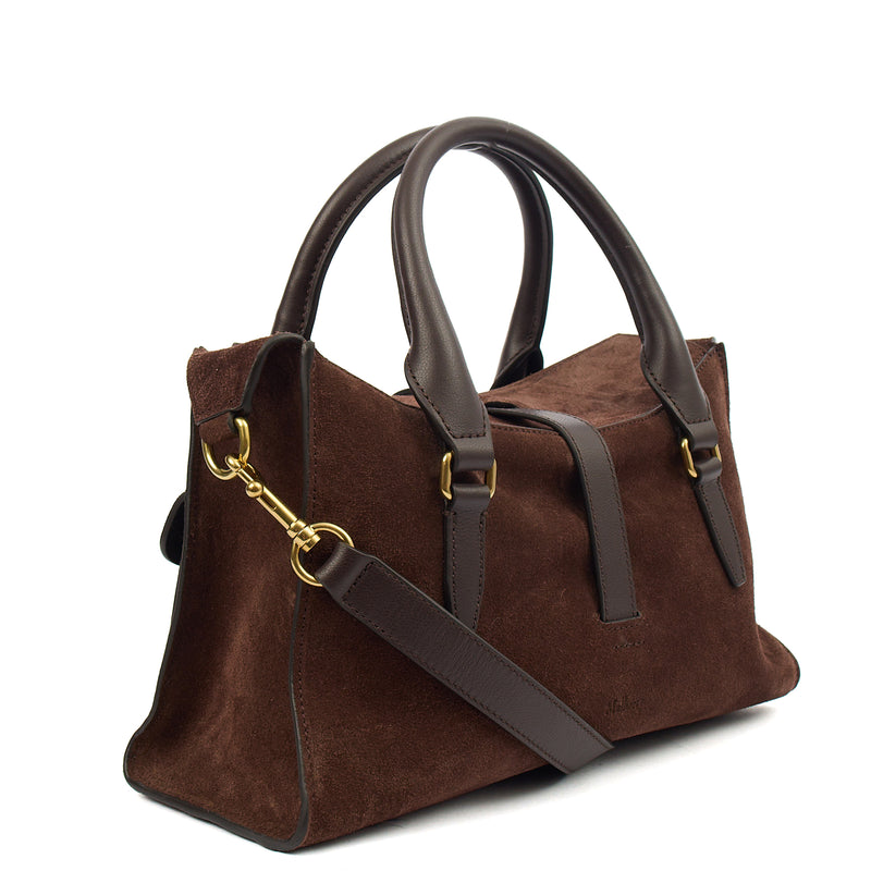 Picture of Mulberry Top Handle Roxanne in Brown, Suede