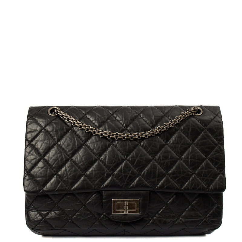 Picture of Chanel Shoulder Bag 2.55 Reissue - Medium in Black, Crinkled Calfskin Leather