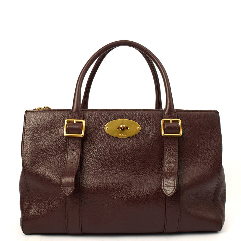 Picture of Mulberry Tote Bayswater Double Zip Tote in Oxblood, Calfskin Leather