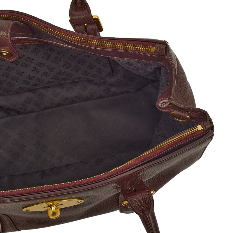 Picture of Mulberry Tote Bayswater Double Zip Tote in Oxblood, Calfskin Leather