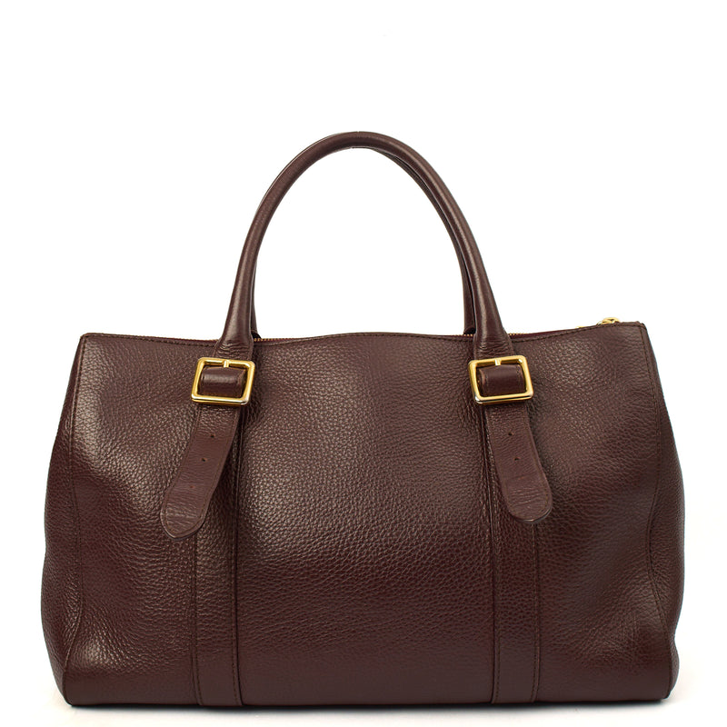 Picture of Mulberry Tote Bayswater Double Zip Tote in Oxblood, Calfskin Leather