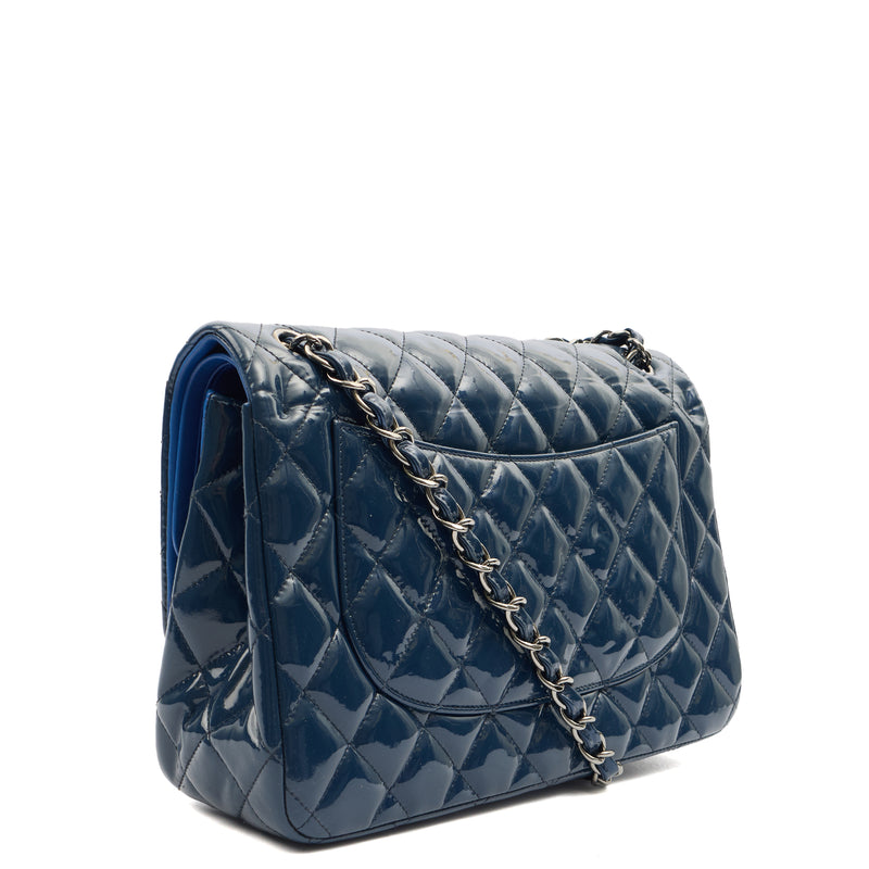 Picture of Chanel Shoulder Bag Classic Double Flap - Medium in Blue, Patent Leather