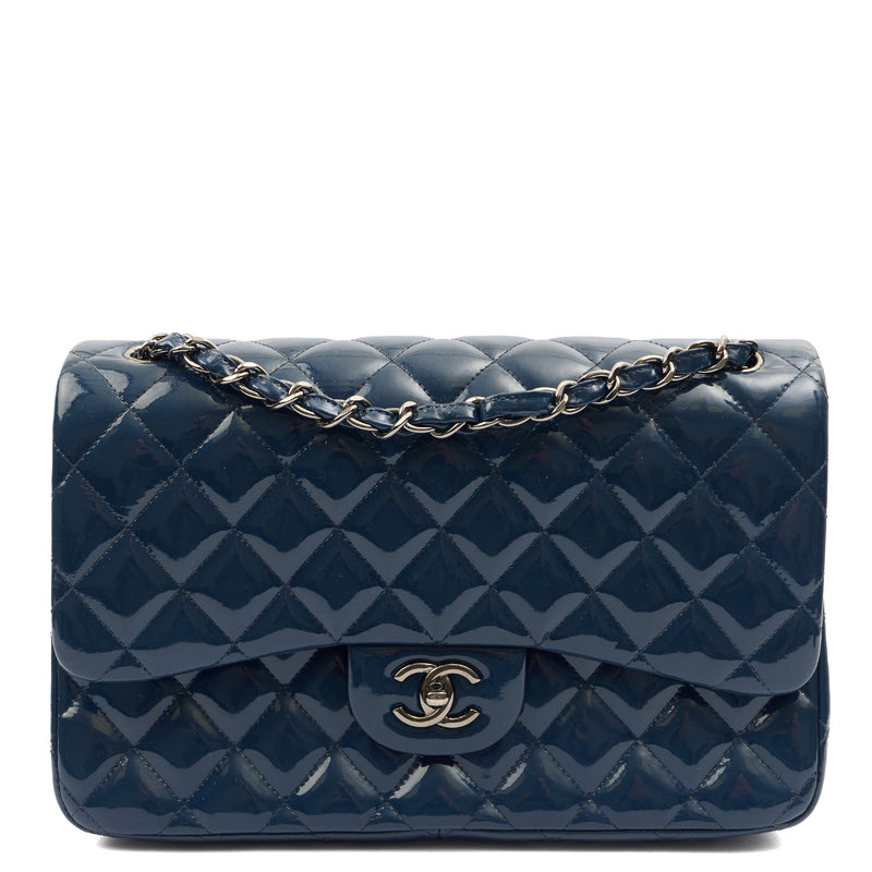 Picture of Chanel Shoulder Bag Classic Double Flap - Medium in Blue, Patent Leather
