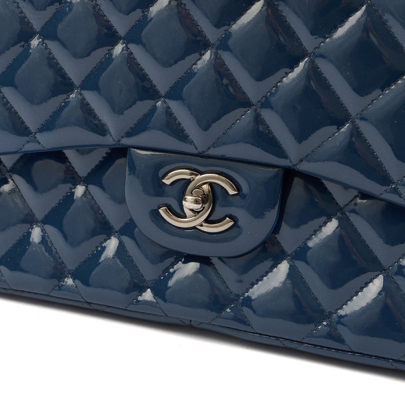 Picture of Chanel Shoulder Bag Classic Double Flap - Medium in Blue, Patent Leather