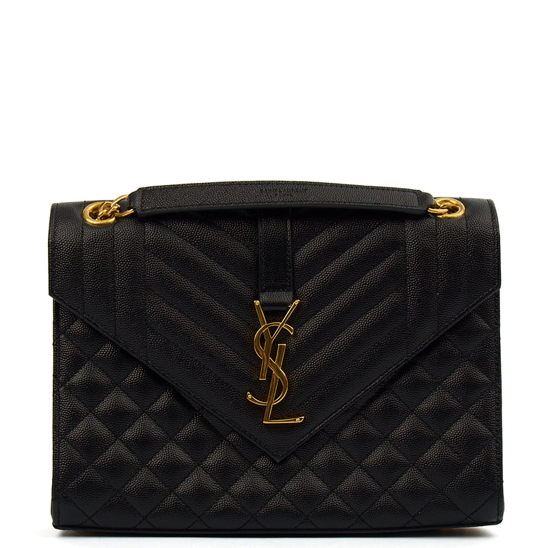 Picture of Saint Laurent Shoulder Bag Envelope - Medium in Black, Leather