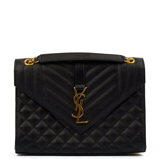 Picture of Saint Laurent Shoulder Bag Envelope - Medium in Black, Leather