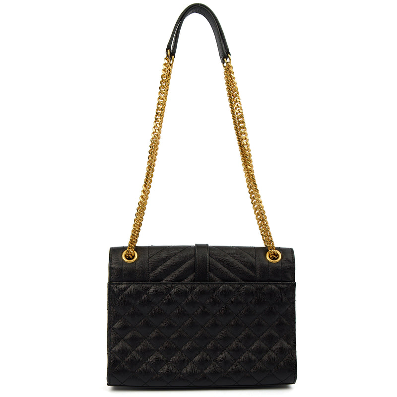 Picture of Saint Laurent Shoulder Bag Envelope - Medium in Black, Leather