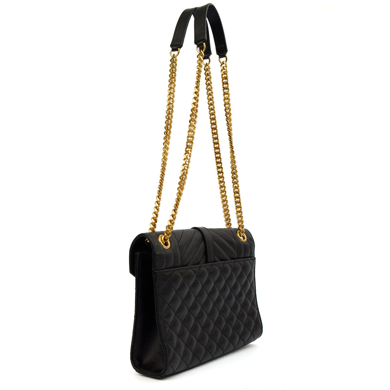 Picture of Saint Laurent Shoulder Bag Envelope - Medium in Black, Leather