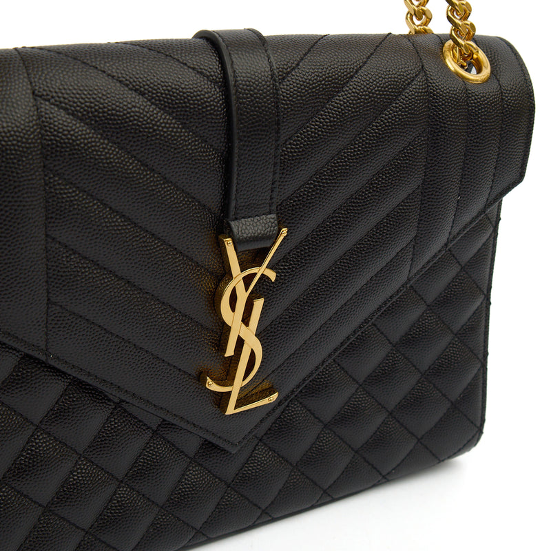 Picture of Saint Laurent Shoulder Bag Envelope - Medium in Black, Leather