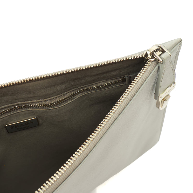 Picture of Prada Clutch Clutch in Grey, Leather