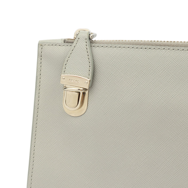 Picture of Prada Clutch Clutch in Grey, Leather