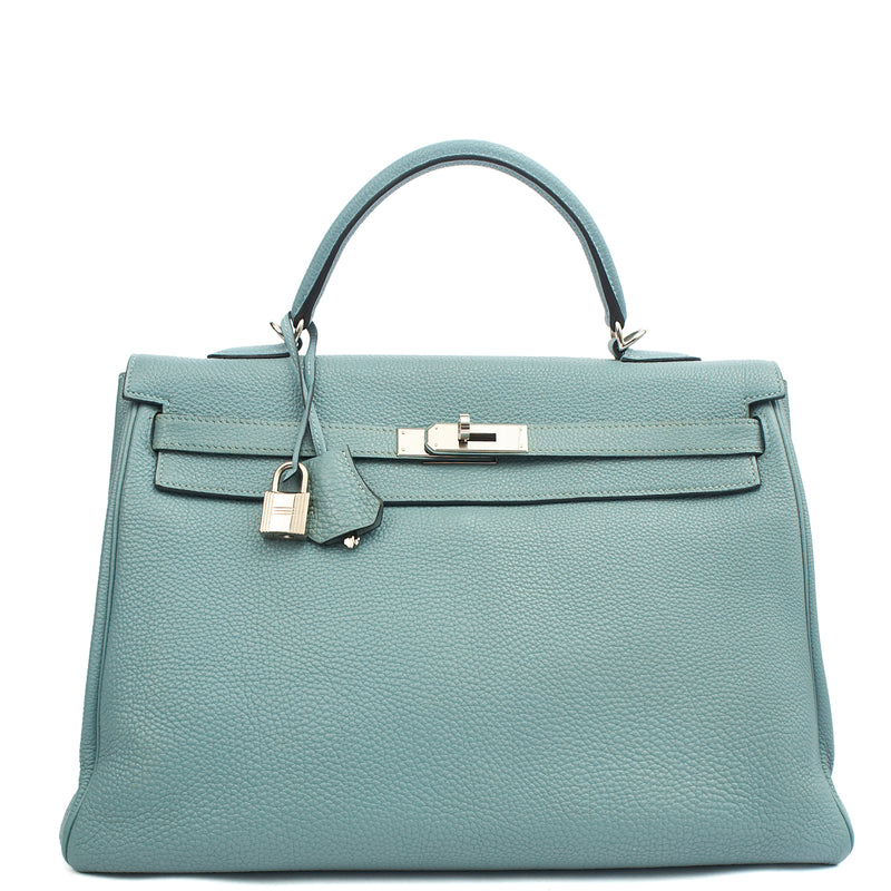 Picture of Hermes Tote Kelly 35 in Bleu Jean, Togo Leather