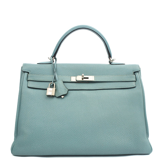 Picture of Hermes Tote Kelly 35 in Bleu Jean, Togo Leather
