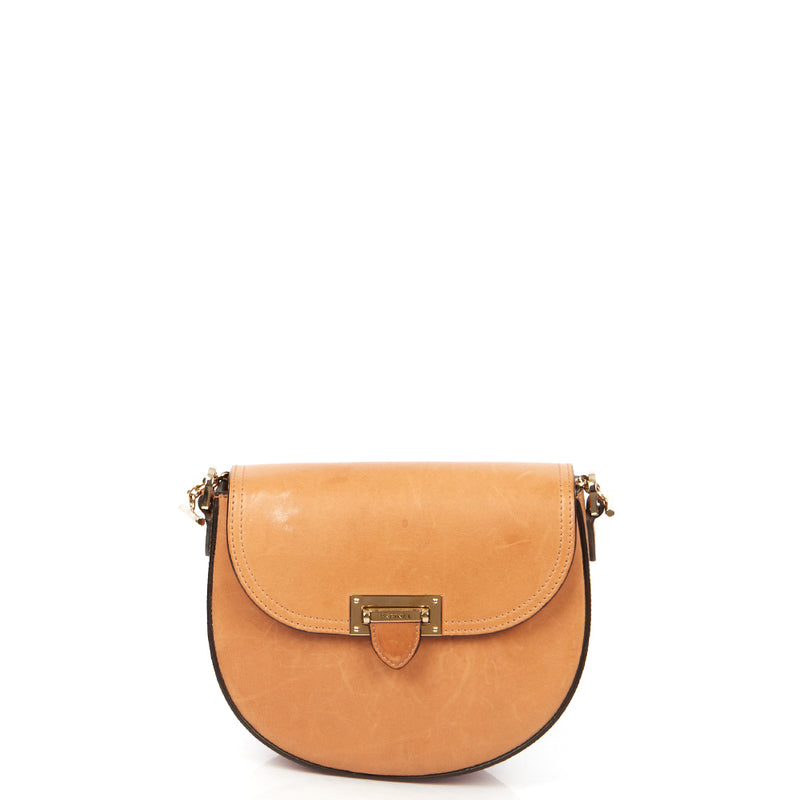 Picture of Aspinal of London Shoulder Bag Letterbox Saddle Bag in Brown, Leather