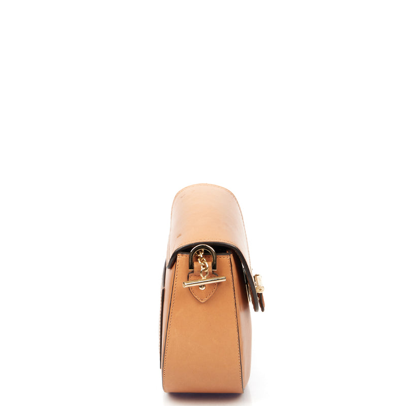 Picture of Aspinal of London Shoulder Bag Letterbox Saddle Bag in Brown, Leather
