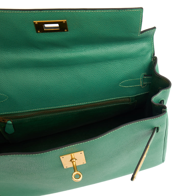 Picture of Hermes Top Handle Kelly 28 in Vert Vertigo, Courchevel Leather