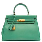 Picture of Hermes Top Handle Kelly 28 in Vert Vertigo, Courchevel Leather