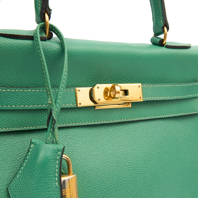Picture of Hermes Top Handle Kelly 28 in Vert Vertigo, Courchevel Leather