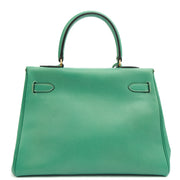 Picture of Hermes Top Handle Kelly 28 in Vert Vertigo, Courchevel Leather