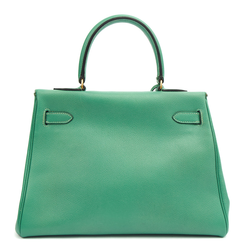 Picture of Hermes Top Handle Kelly 28 in Vert Vertigo, Courchevel Leather