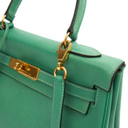 Picture of Hermes Top Handle Kelly 28 in Vert Vertigo, Courchevel Leather