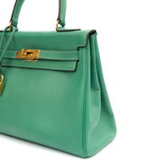 Picture of Hermes Top Handle Kelly 28 in Vert Vertigo, Courchevel Leather