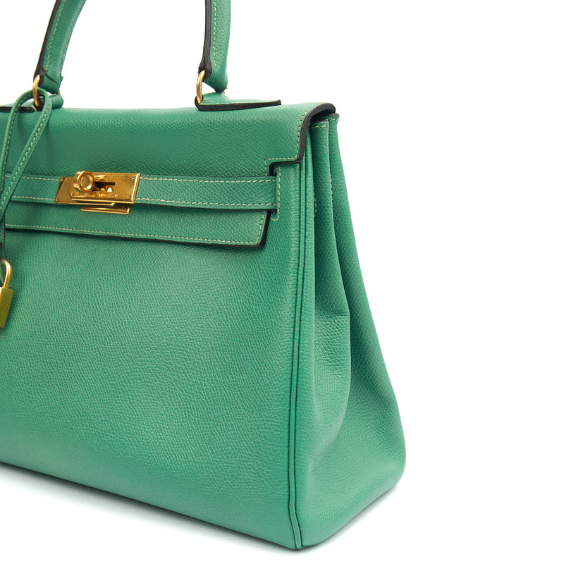 Picture of Hermes Top Handle Kelly 28 in Vert Vertigo, Courchevel Leather