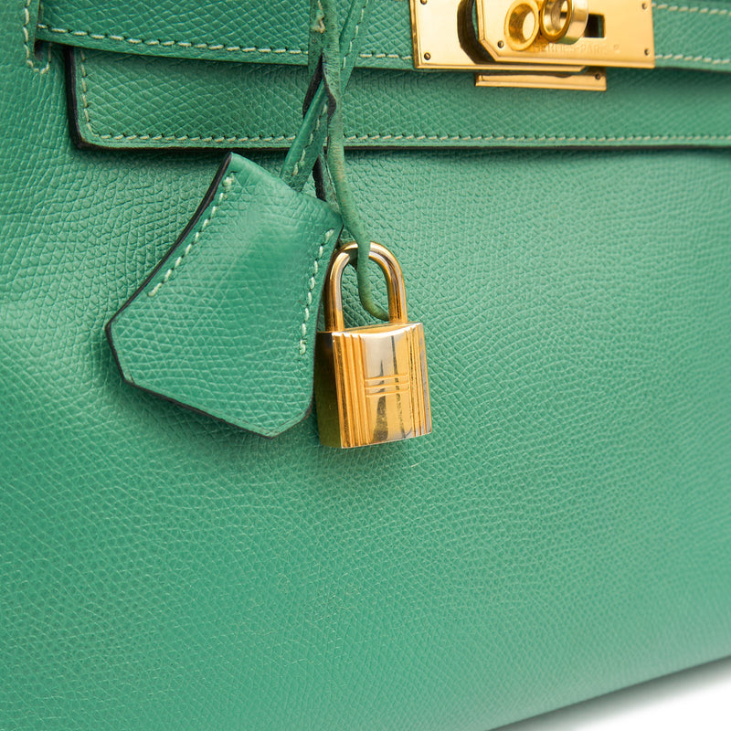 Picture of Hermes Top Handle Kelly 28 in Vert Vertigo, Courchevel Leather