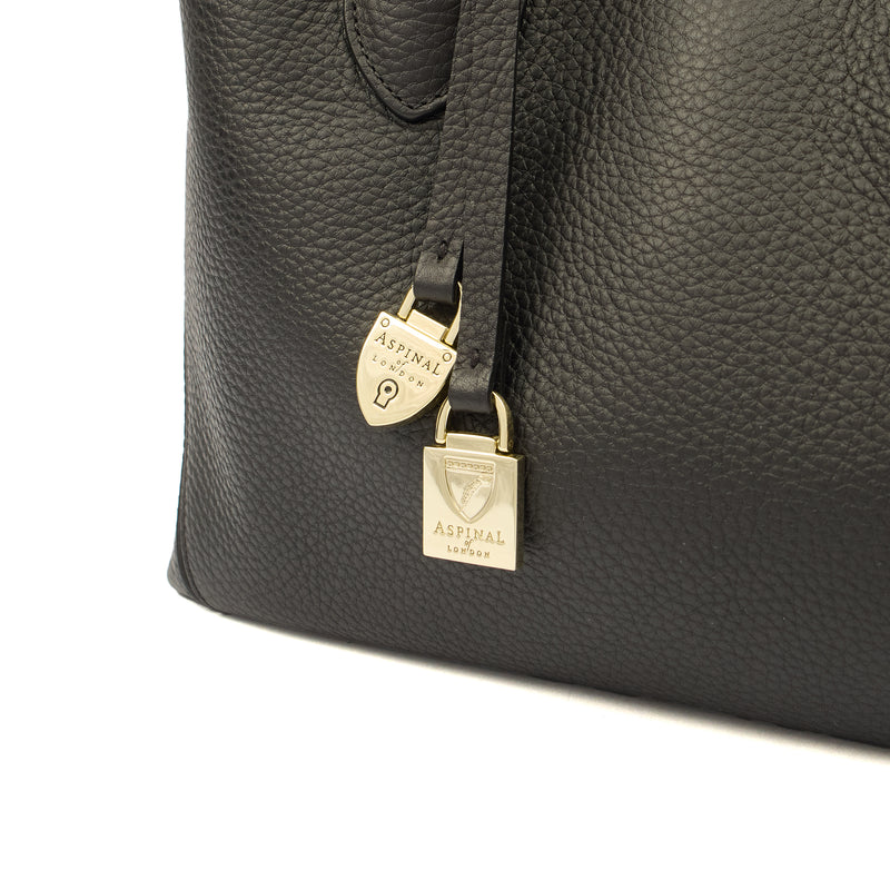 Picture of Aspinal of London Tote London Tote - Midi in Black, Leather